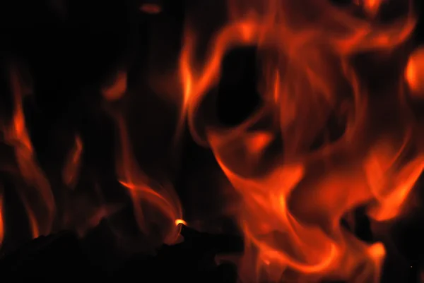 Крупный план горящего огня — стоковое фото