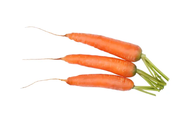 Tres zanahorias aisladas sobre un fondo blanco — Foto de Stock