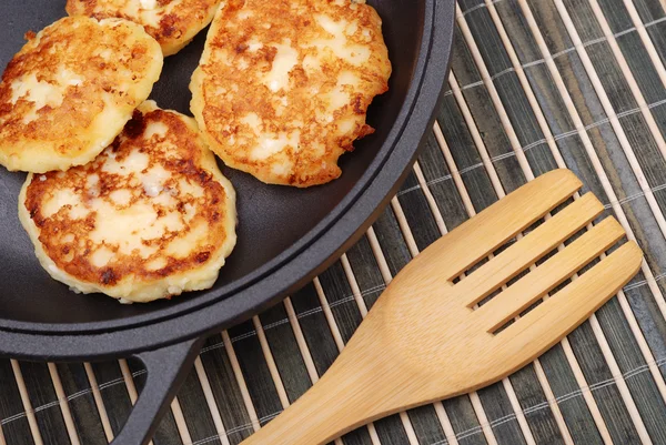 Dessert pancakes on a dripping pan — Stock Photo, Image