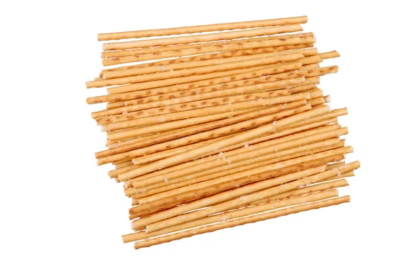 Salted breadsticks isolated on white — Stock Photo, Image