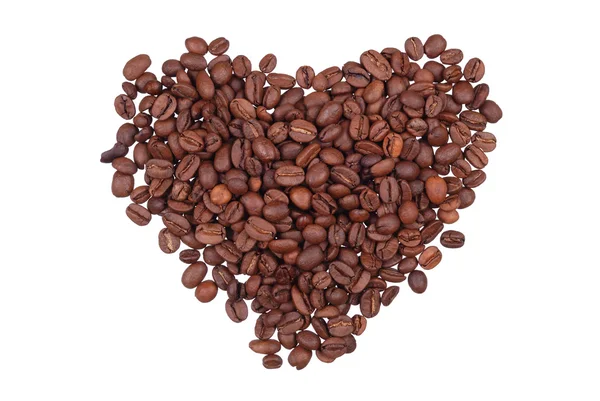 Grains de café en forme de coeur — Photo