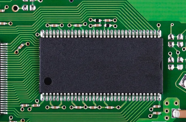 Microchip en pcb macro — Stockfoto