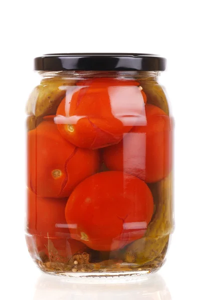 Słoik jasne Szkło kolorowe warzywa konserwowe — Zdjęcie stockowe