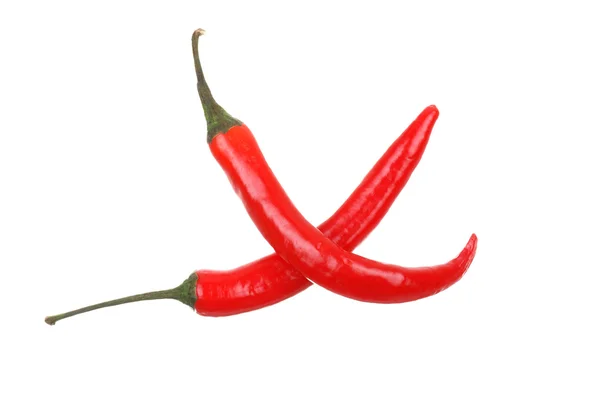 Rode hete chili peper op wit — Stockfoto