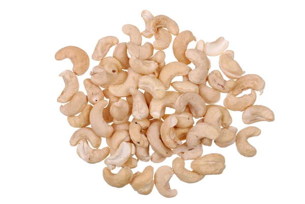 Handfull cashewnötter på vit — Stockfoto