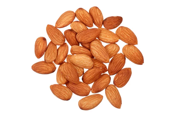 Handful of almonds nuts isolated — Stock Photo, Image
