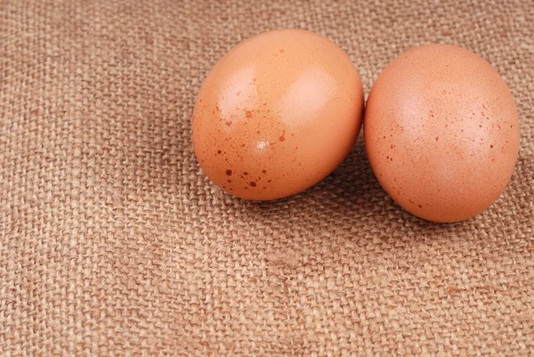 The eggs on a sackcloth — Stock Photo, Image