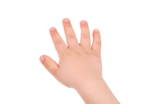 Mano de niño aislada en blanco — Foto de Stock