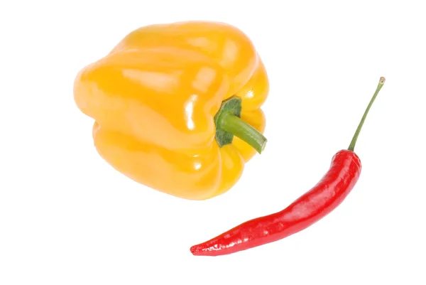 Žluté papriky a chilli — Stock fotografie