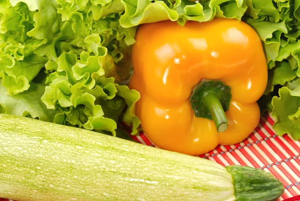 Yellow pepper, squash and greens — Stock Photo, Image