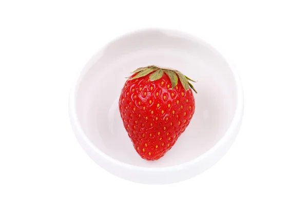 Fresh strawberry on white plate — Stock Photo, Image