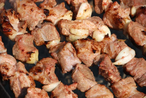 Bereiding van vlees in brand — Stockfoto