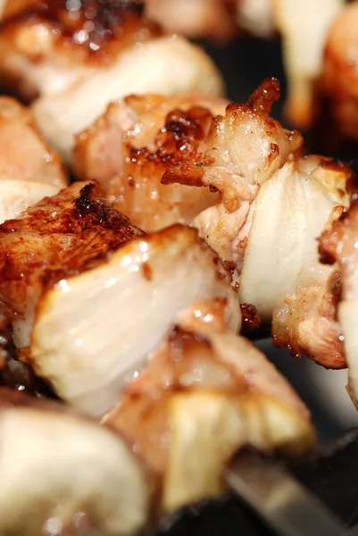 Meat slices prepare on fire — Stock Photo, Image