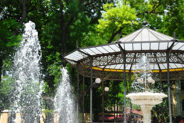 Stadtpark mit Springbrunnen — Stockfoto