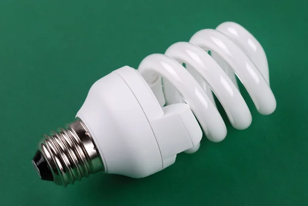 Energy saving bulb on green Stock Image