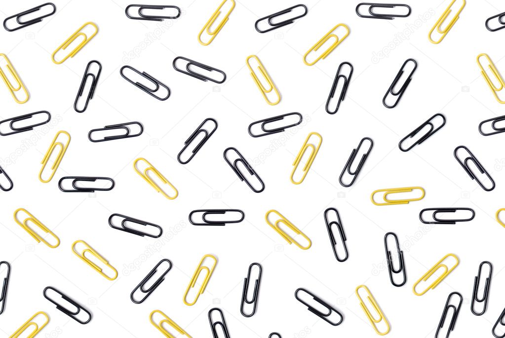 Set of black and yellow paper clips
