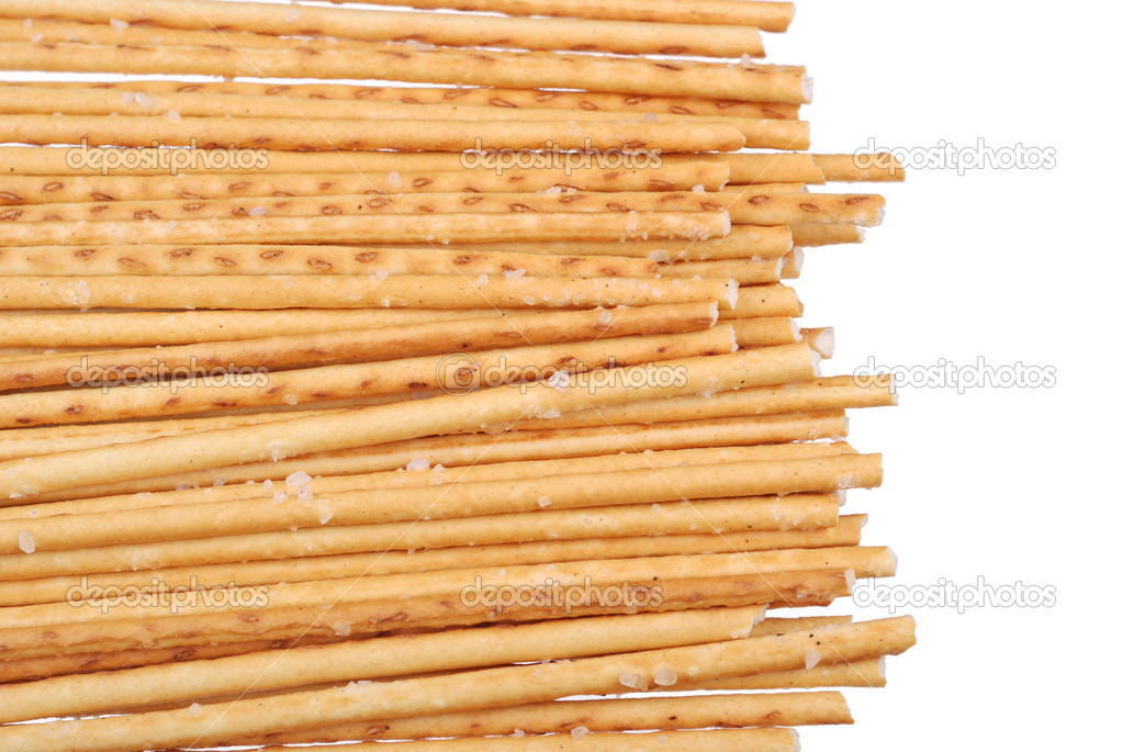 Salted breadsticks isolated on white