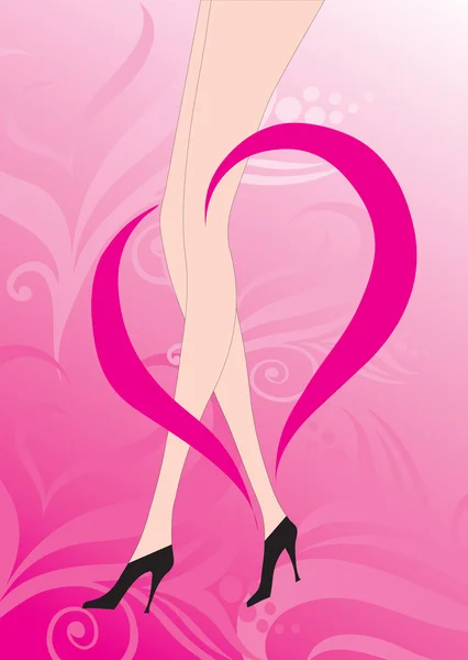 Illustrazione delle gambe femminili con cuore — Vettoriale Stock