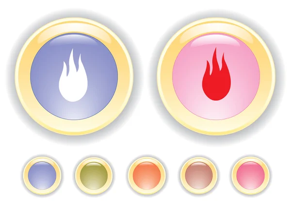 Iconos vectoriales con el icono de llama ardiente — Vector de stock