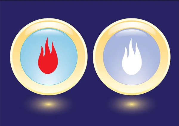 Vector icons with burning flame icon — Stock Vector