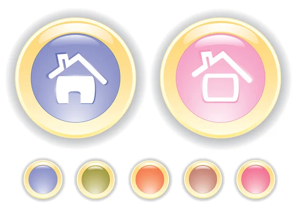 矢量按钮与房子图标 — 图库矢量图片
