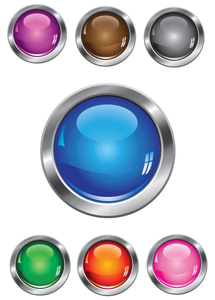 Vector collection of buttons in various colors — Stock Vector