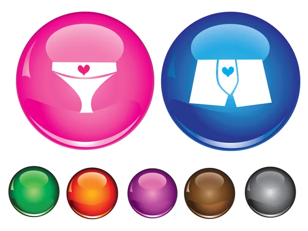 Vector icons with sign of panties, empty button included — Stock Vector