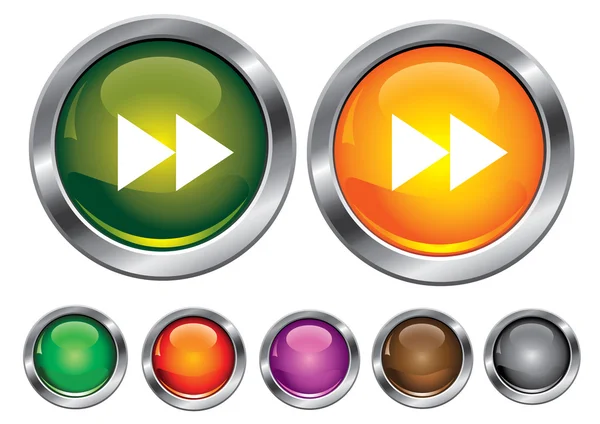 Ícones de coleção vetorial com sinal de avanço, botão vazio incluído — Vetor de Stock