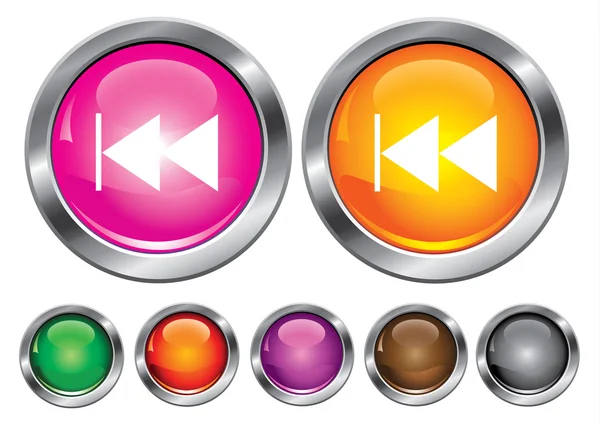 Vector collection icons with rewind sign, empty button included — Stock Vector