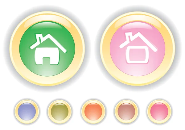 Vector buttons with house icon — Stock Vector