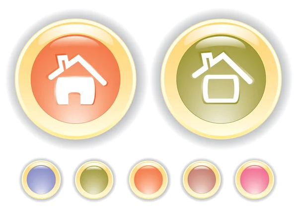 Vector buttons with house icon — Stock Vector