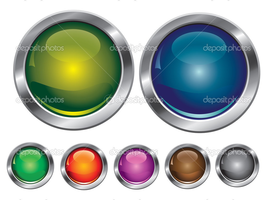 Vector collection of buttons in various colors