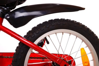 Yeni kırmızı bisiklet beyaz