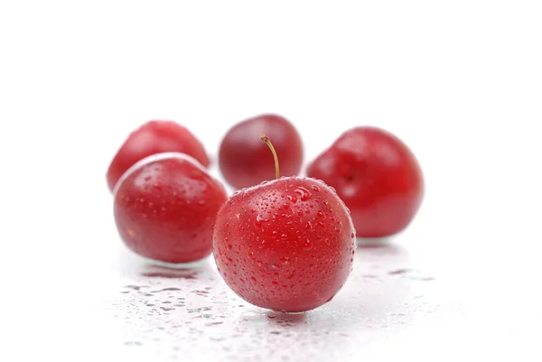 Ciruelas maduras y jugosas sobre blanco — Foto de Stock