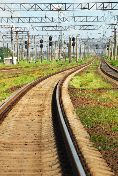 夏の鉄道上の表示します。 — ストック写真