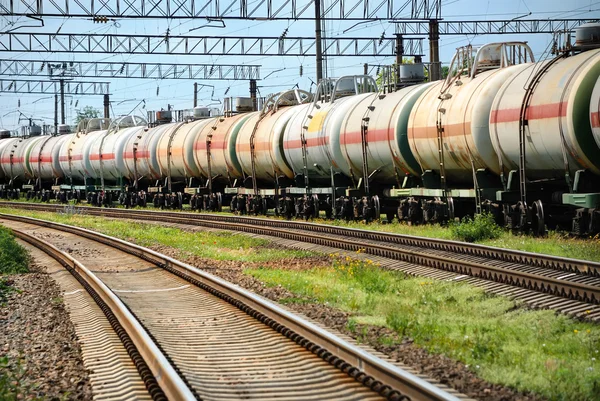 Oil transportation in tanks by rail — Stock Photo, Image