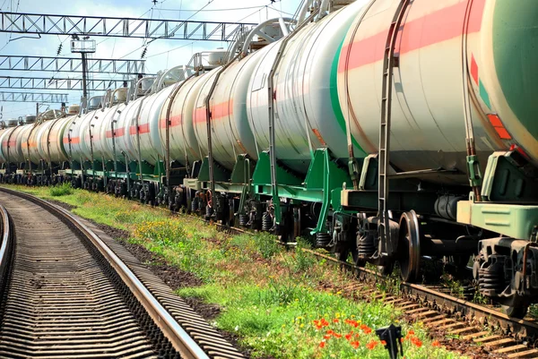 Oil transportation in tanks by rail — Stock Photo, Image