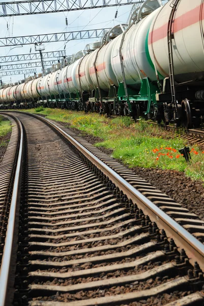 Oil transportation in tanks by rail — Stock Photo, Image