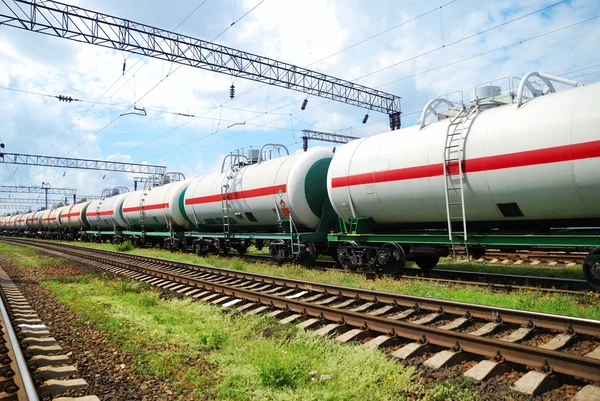 Oil transportation in tanks by rail — Stock Photo, Image