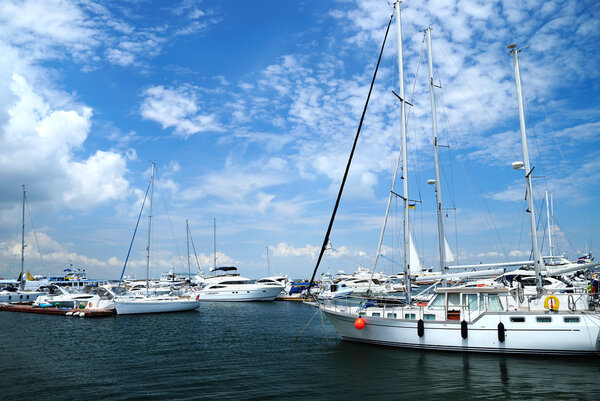 White yachts on an anchor