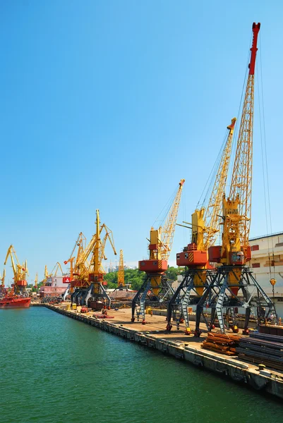 Port warehouse with cargoes and containers — Stock Photo, Image