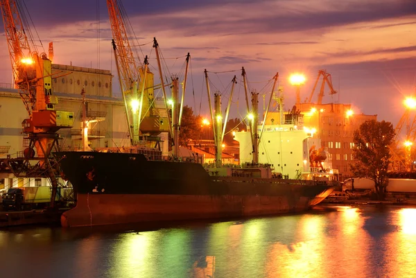 Almacén portuario con cargas y contenedores — Foto de Stock