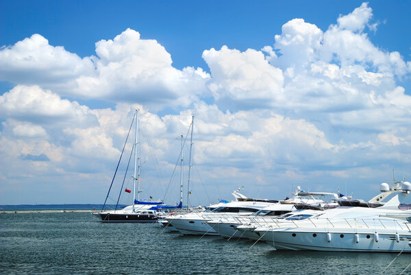 White yachts on an anchor