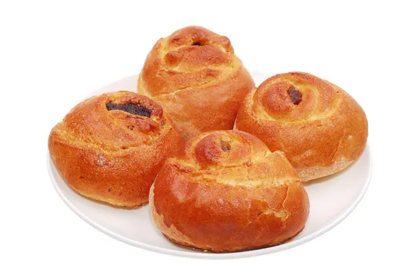 The fresh buns on white — Stock Photo, Image