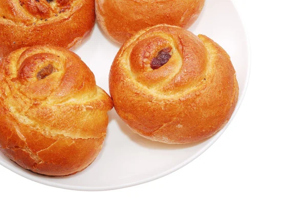 Die frischen Brötchen auf weiß — Stockfoto