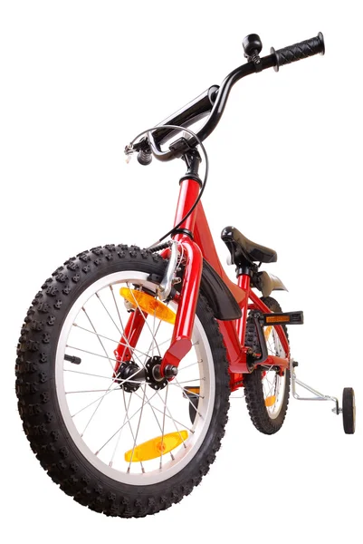 New red children's bicycle on white — Stock Photo, Image