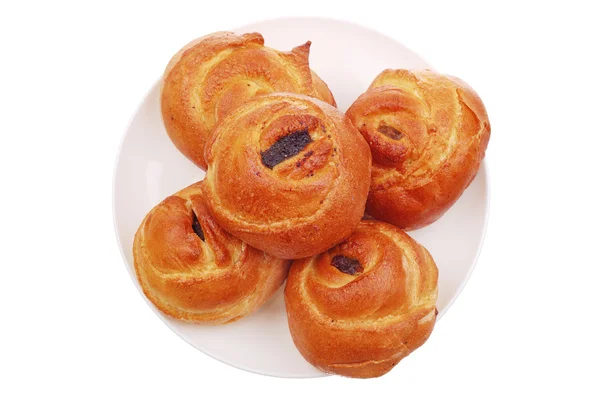 The fresh buns on white — Stock Photo, Image