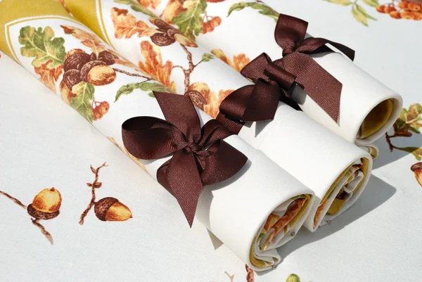 Decorative fabric napkins for table — Stock Photo, Image