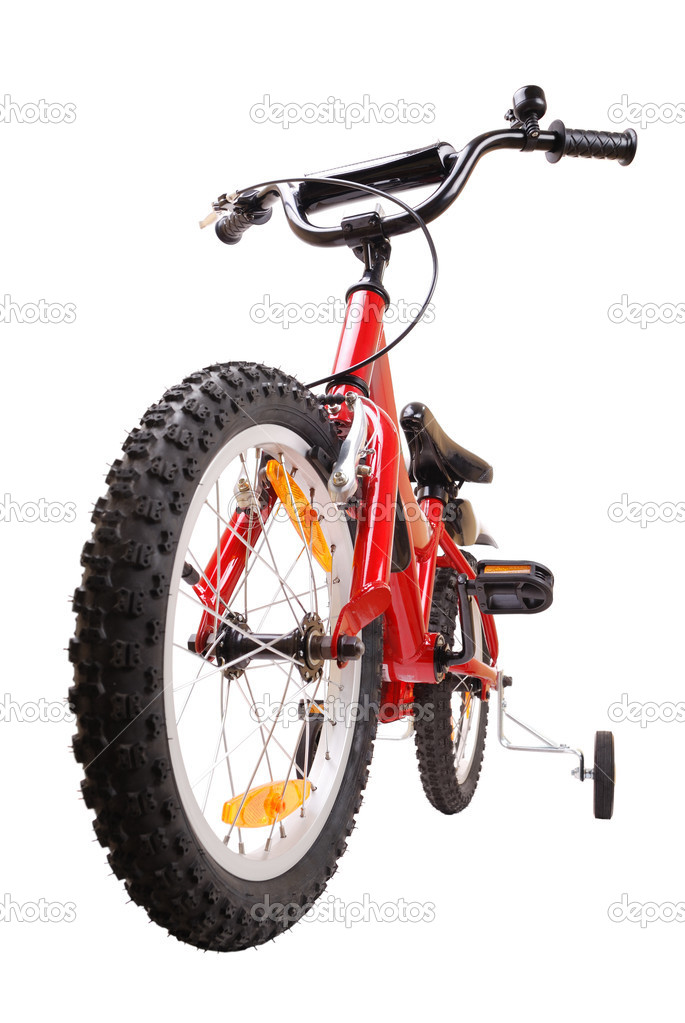 New red children's bike isolated