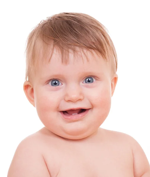 Bright adorable baby on white — Stock Photo, Image